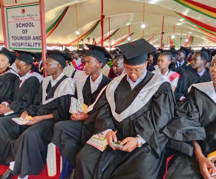 Maasai Mara University 12th graduation ceremony that was attended by Cabinet Secretary for Education Julius Ogamba among others.