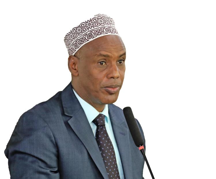 Bishar Elmo Director for Livestock State Department for Livestock Ministry of Agriculture speaking during the stakeholders validation of the feasibility study on pasture and fodder value chain at a Machakos hotel. Photo/ Dancun Kintet