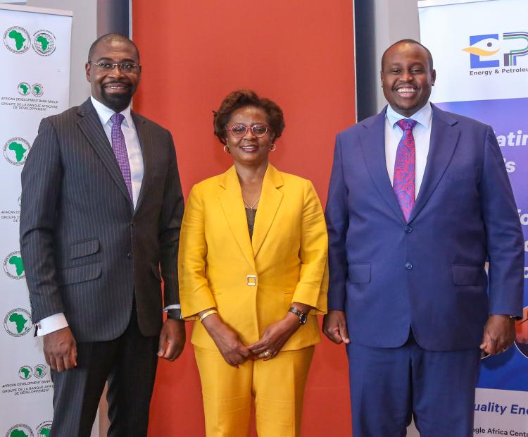 African Development Bank (AfDB), Director, Wale Shonibare(left), AfDB Principal Program Officer, Eva Ruganzu (middle), Energy and Petroleum Regulatory Authority (EPRA) Director General (DG), Daniel Kiptoo.