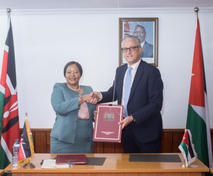 Cabinet Secretary for Tourism and Wildlife Hon Rebecca Miano and H.E. Mr. Firas Khouri, Ambassador of the Hashemite Kingdom of Jordan to Kenya