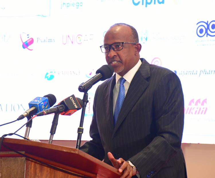 Health CS Aden Duale gives a keynote address during the 45th Pharmaceutical Society of Kenya (PSK) conference at a Mombasa hotel.