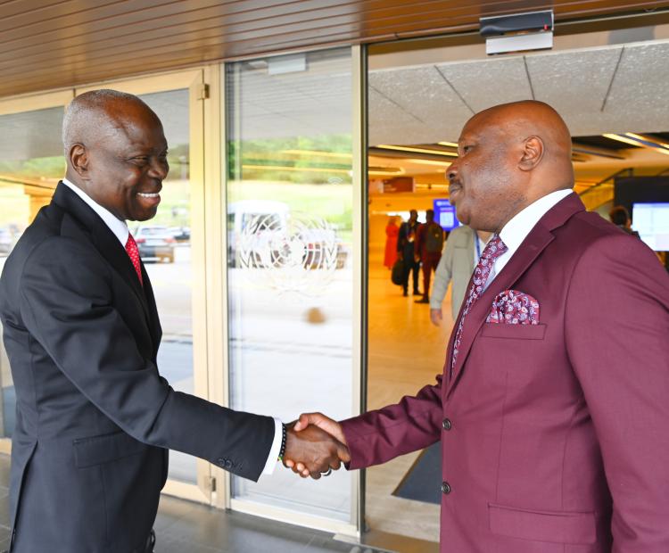 Principal Secretary Labour and Skills Development, Shadrack Mwadime  addressing the Annual Forum of the Global Coalition for Social Justice  at the just ended International Labour Organization (ILO) Conference  that was held in Geneva, Switzerland.