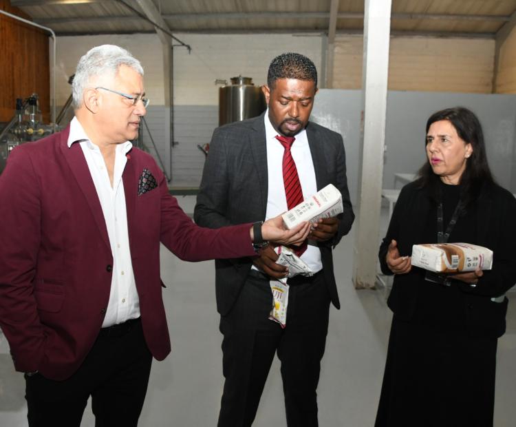 From L-R is the Chief Executive Officer (CEO) of the English Press Mr. Kaplan Patel, PS Abubakar  Hassan Abubakar from the State Department for Investment Promotion and Chief Finance  Officer of English Press Ms. Shreeti Patel (Pictures and caption by Boniface Malinda, KNA).