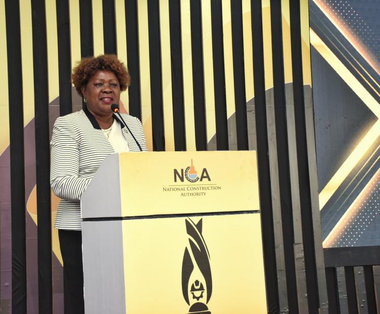 Lands, Public Works, Housing and Urban Development Cabinet Secretary, Alice Wahome, speaking during the official launch of the Construction Excellence Awards in Nairobi. PHOTO/DANIEL KAMAU
