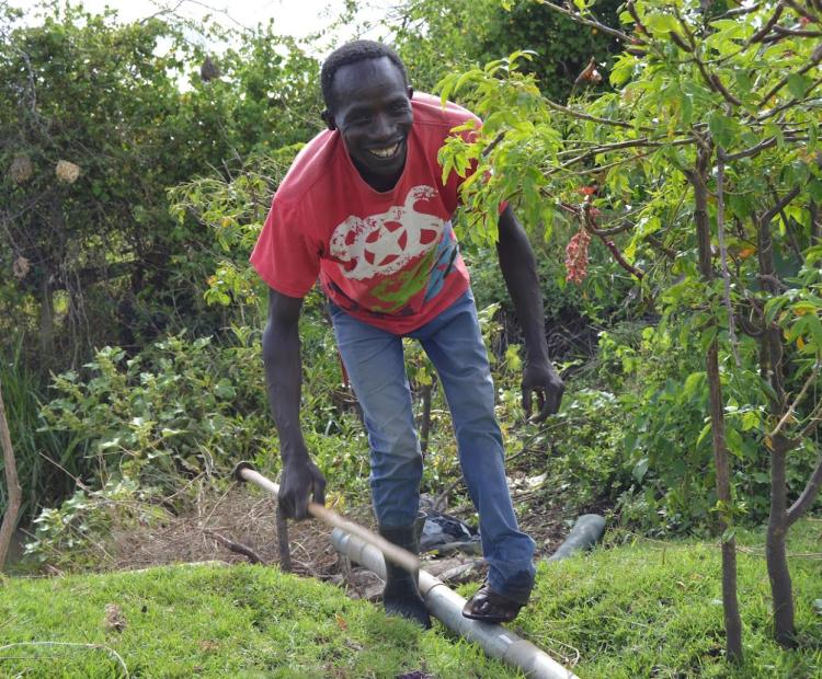 Mukare Mpusia, 43, who is abled differently at his farm in Naroosura area, Narok South Sub County