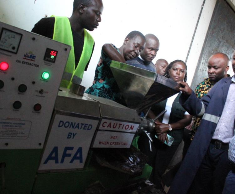 The newly launched milling machine at Muluanda ginnery. The machine with a milling capacity of 80 kg per hour will help add value chain in cotton and improve farmers’ profit.