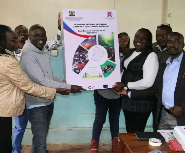 Residents of Gitambaya and Fort Jesus in Kiambu County during the launch of the 10-year Community Development Plan (CDP) aimed at improving their quality of life.