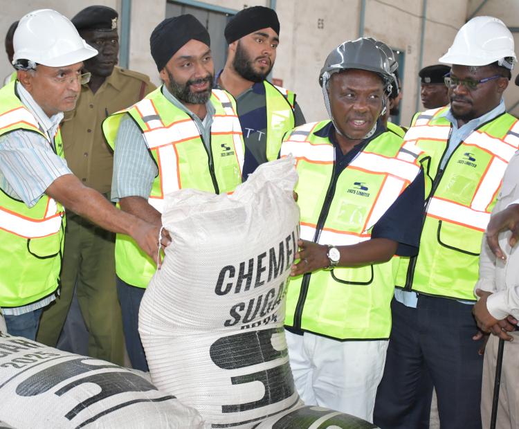 5441 - Agriculture Principal Secretary Dr. Paul Ronoh tours Chemelil Sugar Factory to assess the operation progress since it was leased six months ago. Photo By Robert Ojwang’