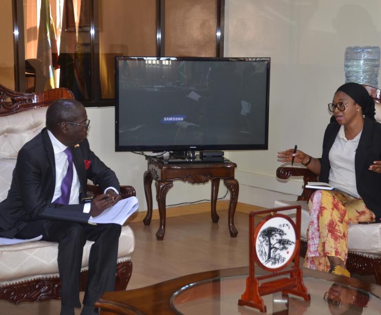 The International Fund for Agricultural Development (IFAD) Country director Mariatu Kamara giving an explanation when she paid a courtesy call on governor Benjamin Cheboi at his office in Kabarnet town 
