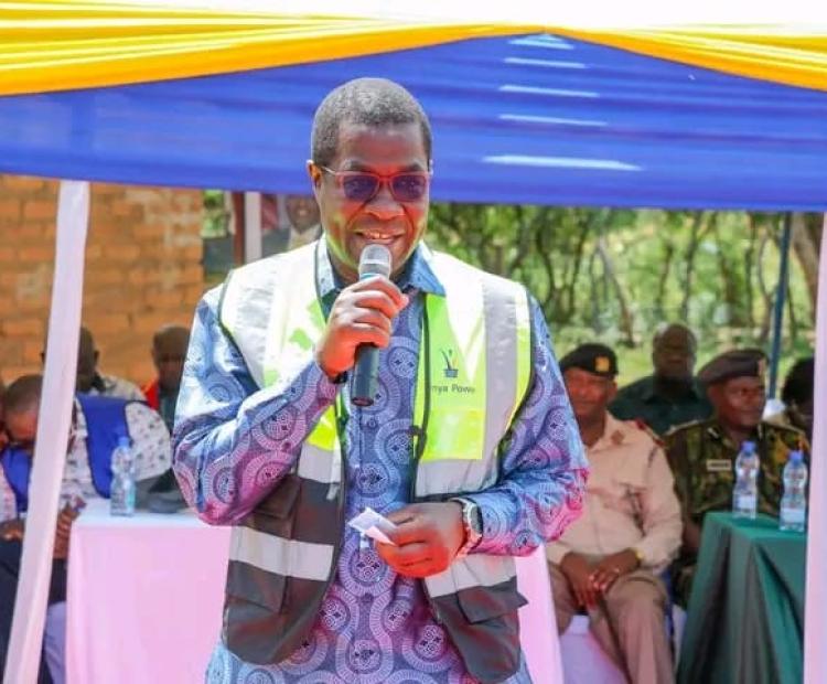 Cabinet Secretary for Energy and Petroleum Opiyo Wandayi speaking when he commissioned Musosya village Last Mile Electricity Connectivity project in Kisasi Sub County in Kitui .