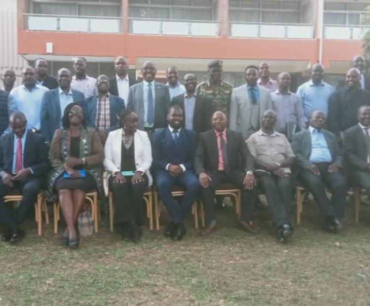 Officials from the Executive Office of the President pose for a group photo, with the Western Regional Commissioner, Macharia Irungu after holding a two-day regional retreat that focused on synchronization of National Government Administration officers, Ministries, Departments and Agencies (MDAs) implementing Bottom-Up Economic Transformation Agenda within the Western region.